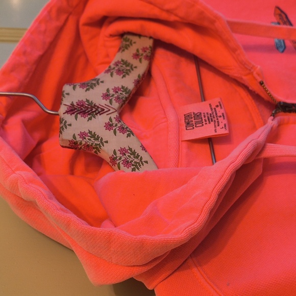 Women's Comfort Colors Hot Coral Pink Zip Up Florida Key West Hoodie L - Picture 5 of 12